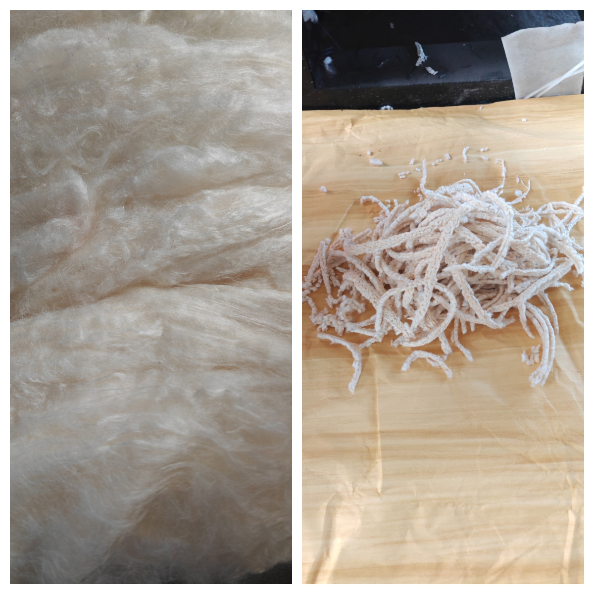 蠶絲纖維長條切段效果