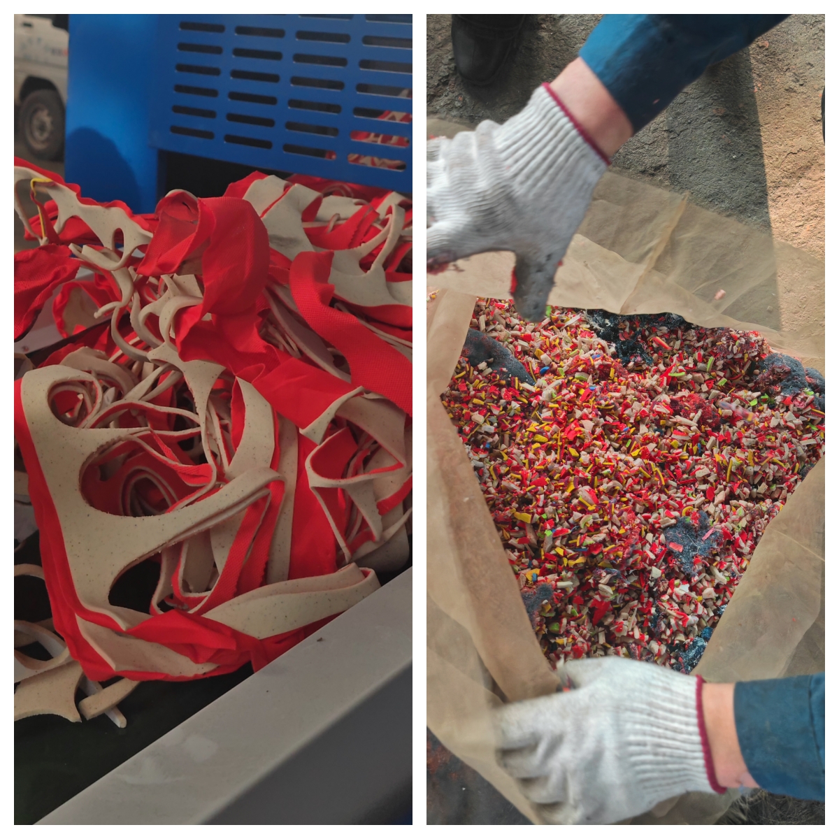 鞋材廢料粉碎效果