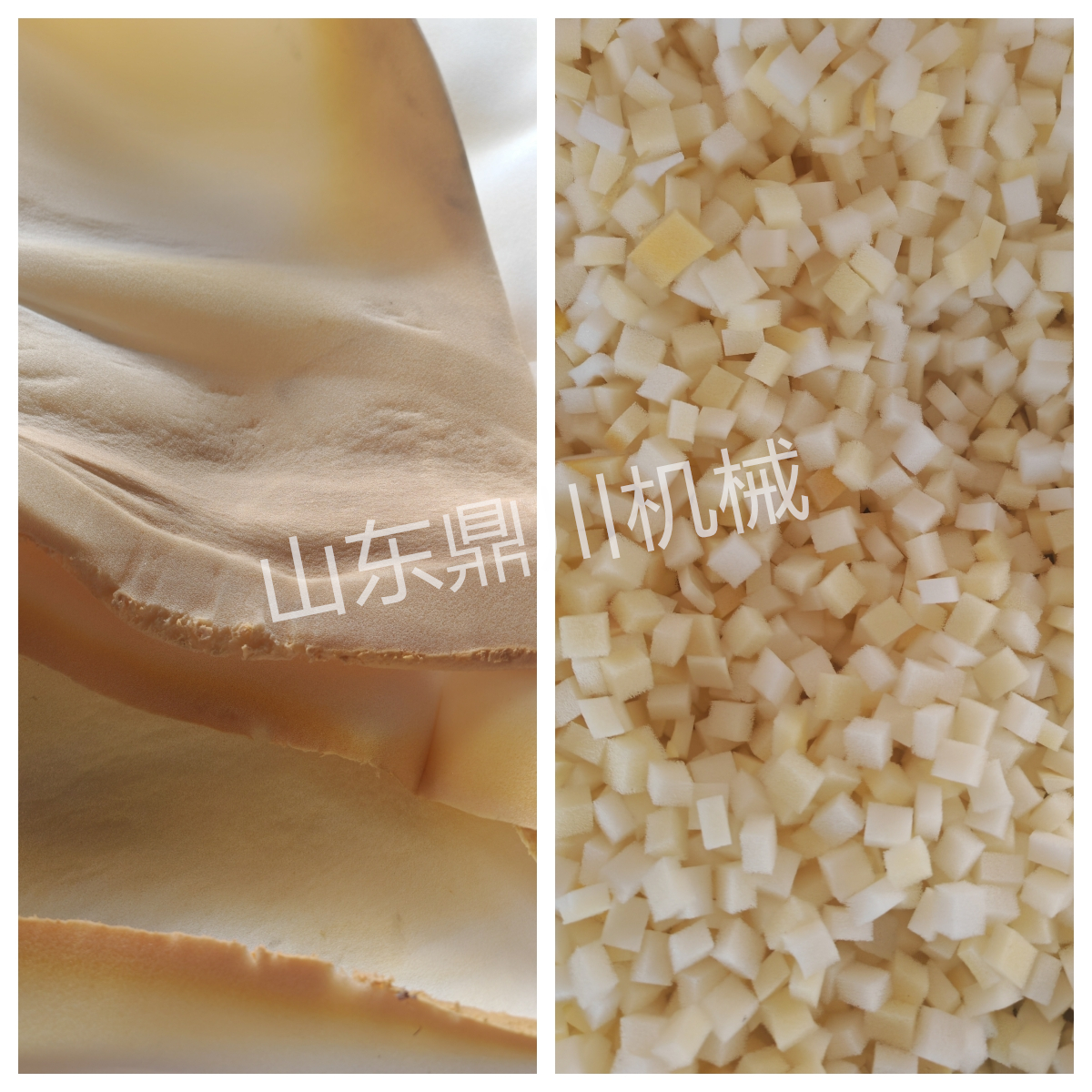 海綿片材廢料切粒效果