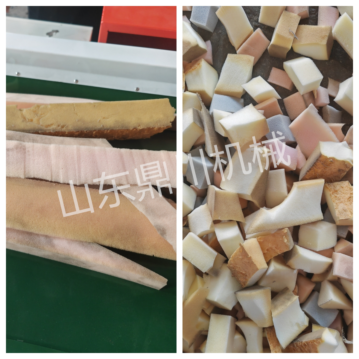 廢舊海綿條切粒效果